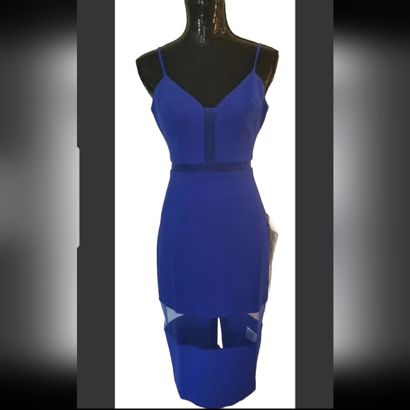 Dress the Population Dresses & Skirts - NWT! Dress The Population Micaela Electric Blue 💙 Sheer Inset Body-Con Dress XS